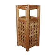 Portaombrelli in legno di noce, design a traliccio