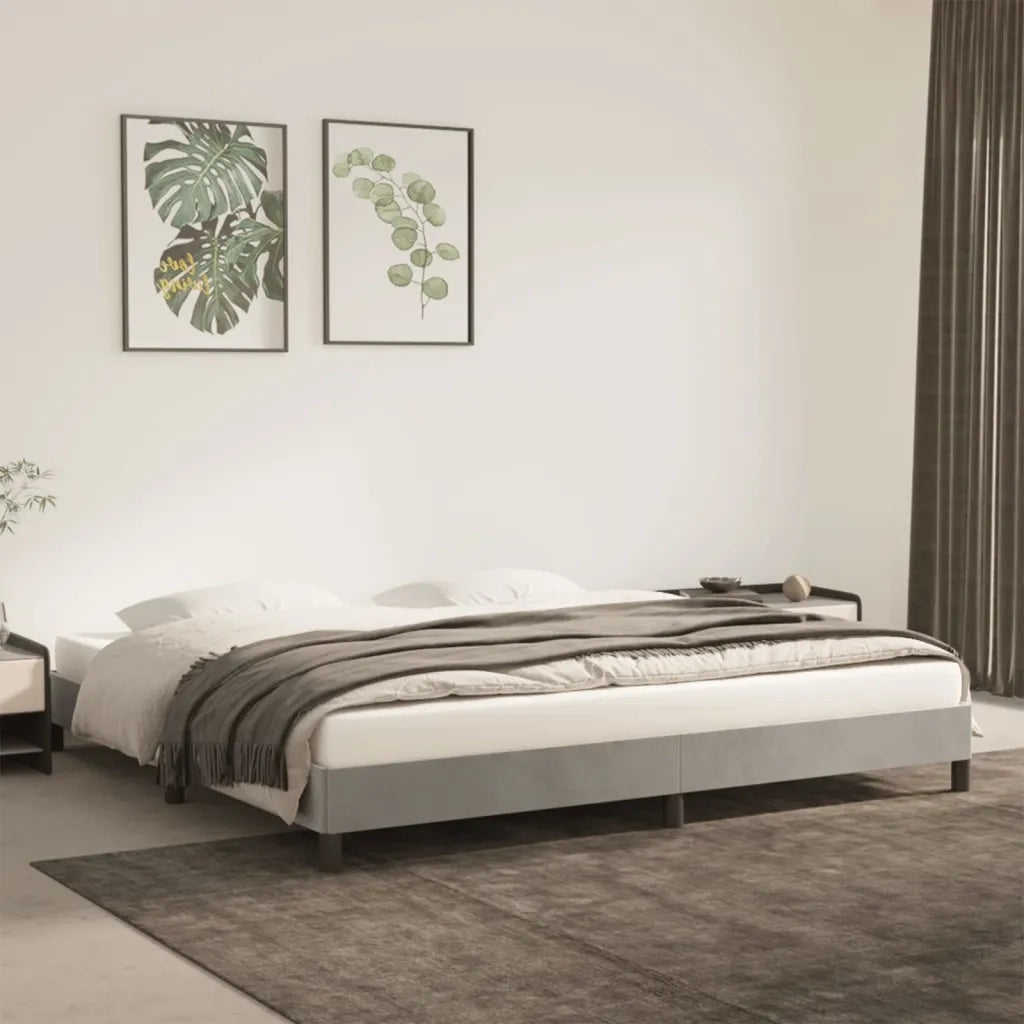 Giroletto senza Materasso-Struttura Letto Grigio Chiaro 200x200 cm Velluto 770918