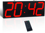 Wandklok digitale con display biposto, grande display con timer, temperatura, allarme e visualizzazione data, orologio da parete con cifre chiare e leggibili (rosso)