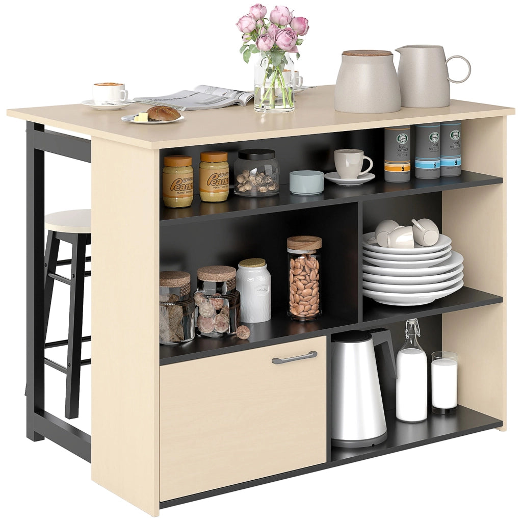 Set bar con tavolo pieghevole e sgabelli ¨C zephmum ¨C nero+rovere 116x70x89,5cm