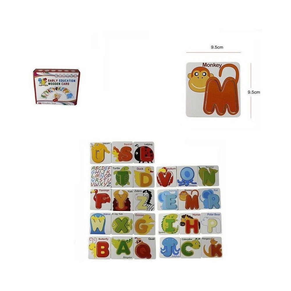 Trade Shop - Gioco Educativo Puzzle Legno Bambini Imparare Inglese Lettere Animali 64979 -