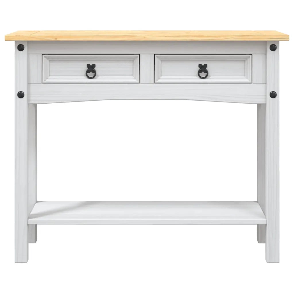 Tavolo Console in Pino Messicano Corona Bianco 90x34,5x73 cm 282646