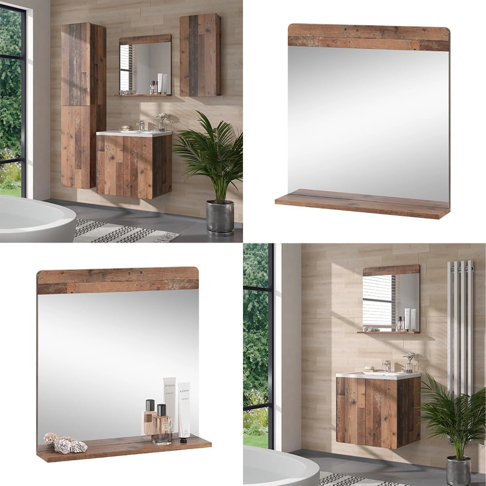 Specchio da bagno Izan, Oldstyle, 60 x 62 cm con ripiano