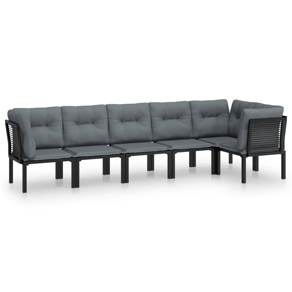 Set Salotto da Giardino 6 pz | Set di Mobili da Esterno in Polyrattan Nero e Grigio