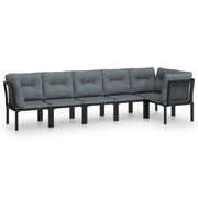 Set Salotto da Giardino 6 pz | Set di Mobili da Esterno in Polyrattan Nero e Grigio