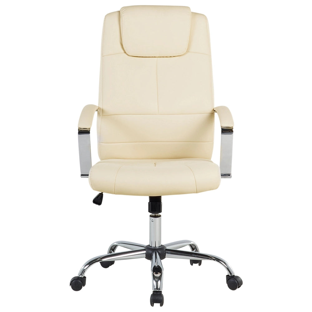 Sedia da Ufficio Girevole Regolabile in Ecopelle di colore Beige Ufficio Inclinabile