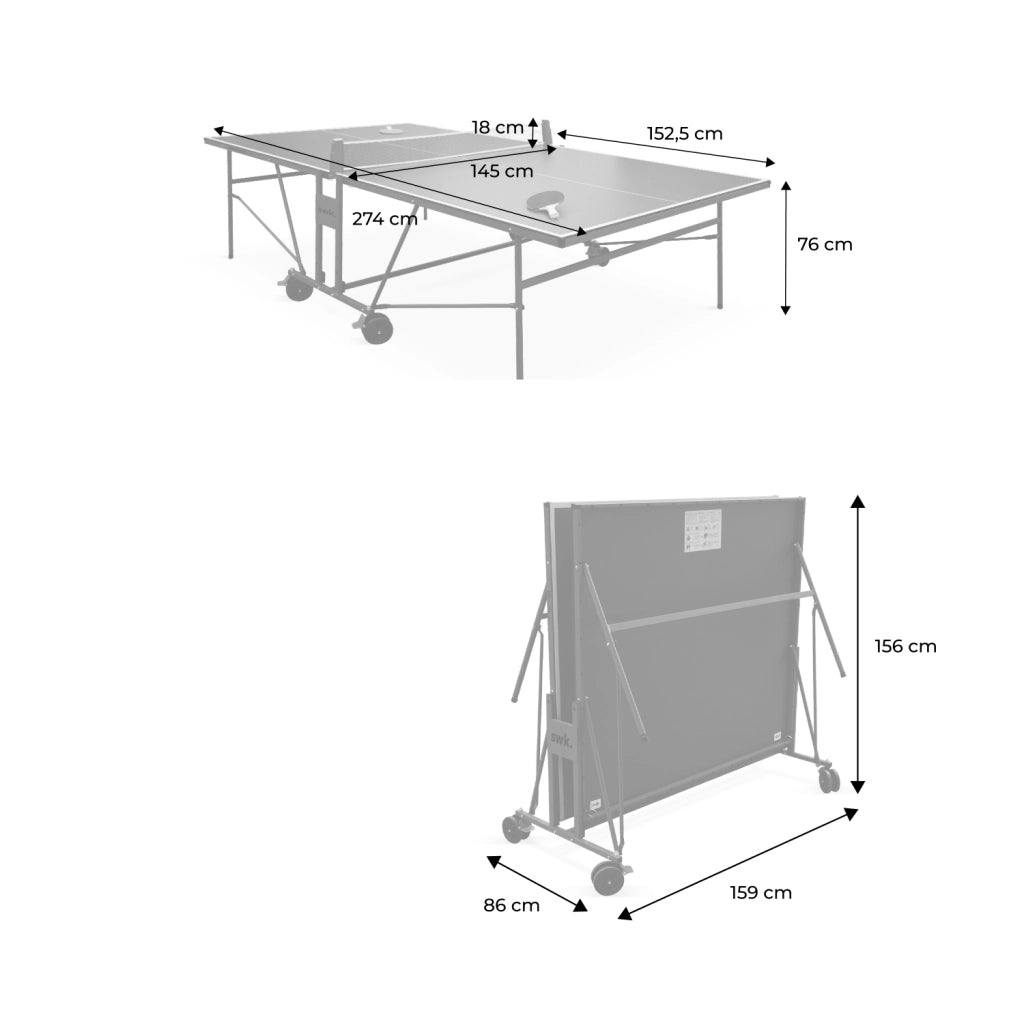 Tavolo da ping pong per interni 274cm con 2 racchette e 3 palline +