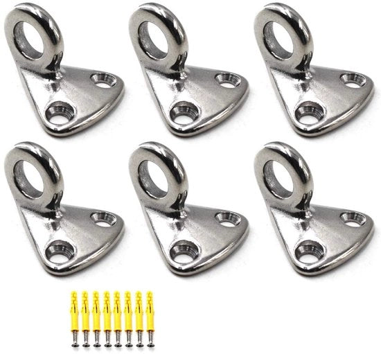 Accessori per barche - Fermo di ormeggio in acciaio inossidabile 316 - Gruppo da 6 - Resistente alla corrosione - Superficie a trazione a filo - 29x35mm - Accessori per barche