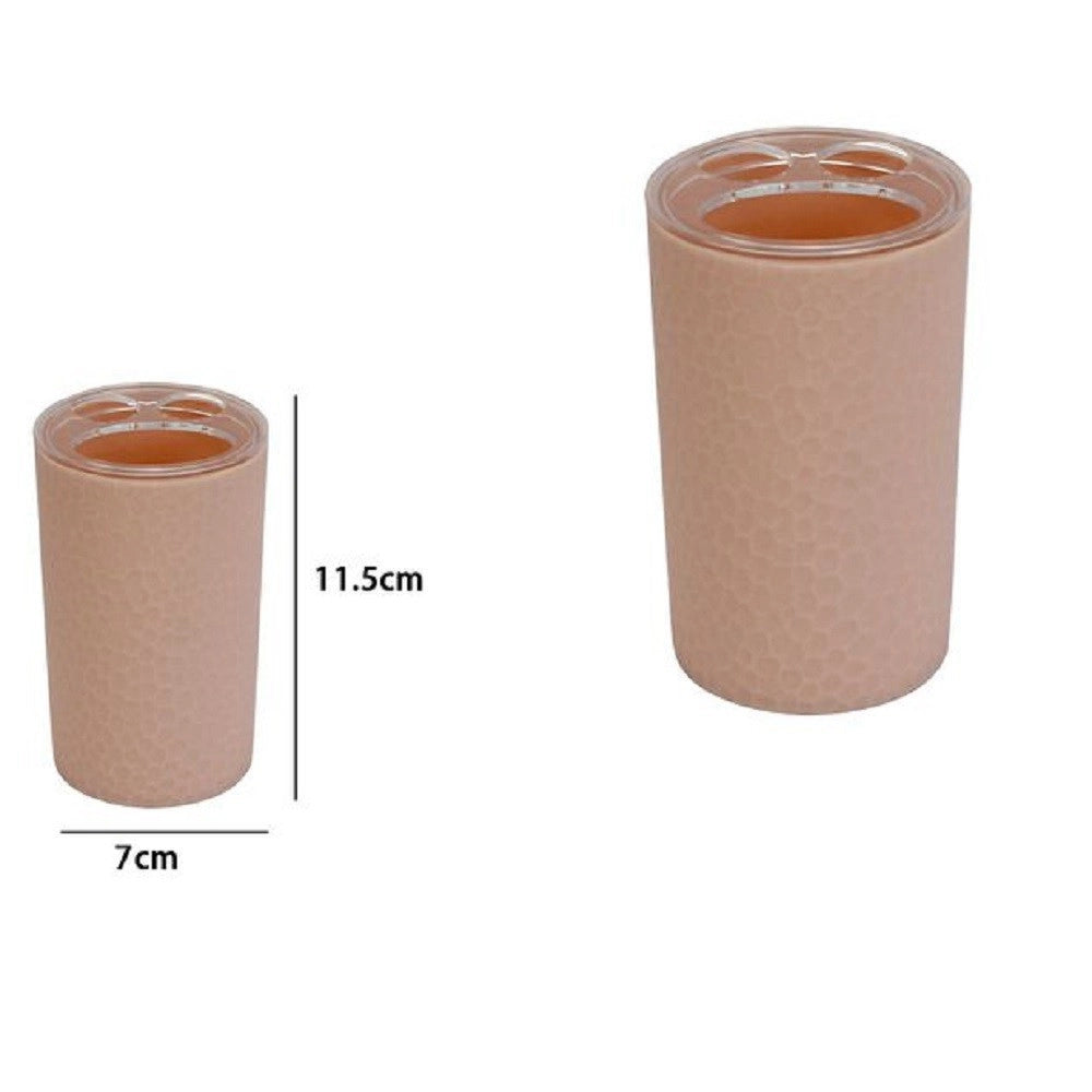 Trade Shop - Porta Spazzolini Bicchiere Accessorio Bagno Rosa 3 Fori Portaspazzolini 79782 -