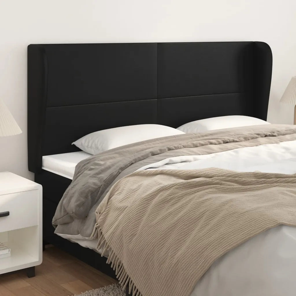 Testiera | Testata ad Orecchio Nera 183x23x118/128 cm in Similpelle