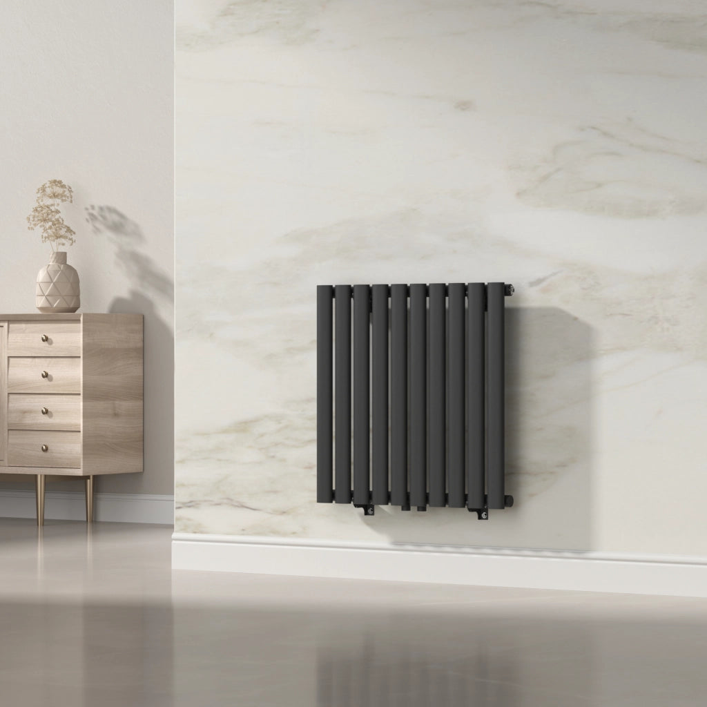Termosifone Nore ad Acqua Calda Pannello Singolo con Elementi Tubolari 60 x 60 cm Nero [neu.haus]