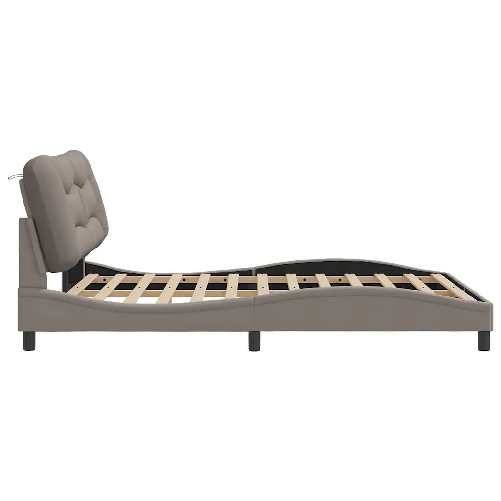 Giroletto con LED senza Materasso-Struttura Letto Hvar Tortora 160x200 cm in Tessuto