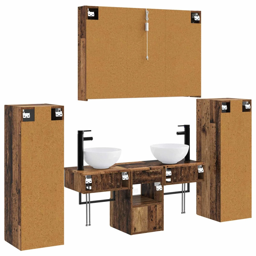Set di mobili per il bagno 6 pcs Legno antico 3407125