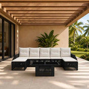 Set Divano da Giardino 8 pz Nero e Bianco Crema polyrattan 3436984