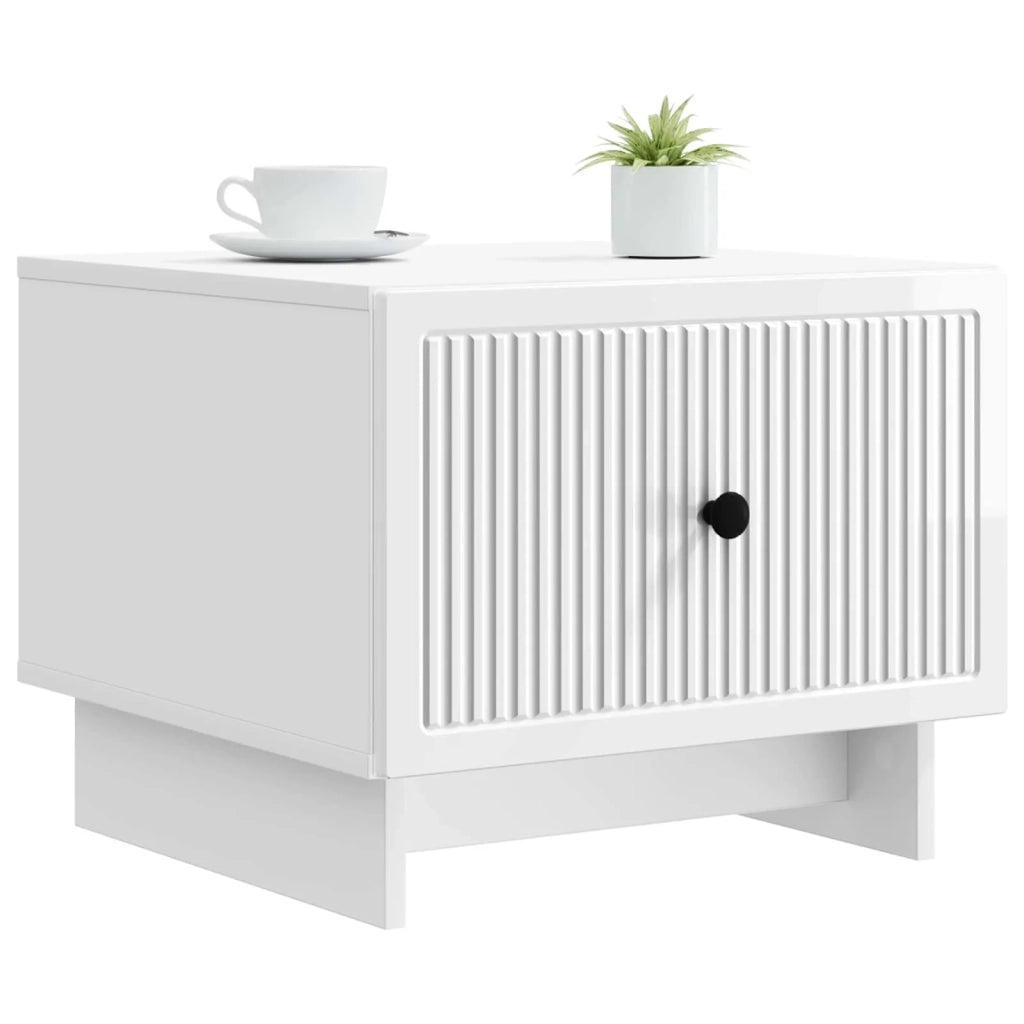 Tavolino da salotto con cassetto Bianco Lucido 49 x 50 x 40 cm