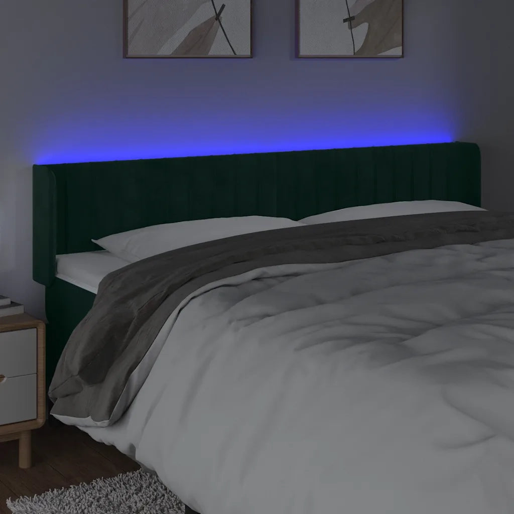 Testiera a LED Verde Scuro 163x16x78/88 cm in Velluto