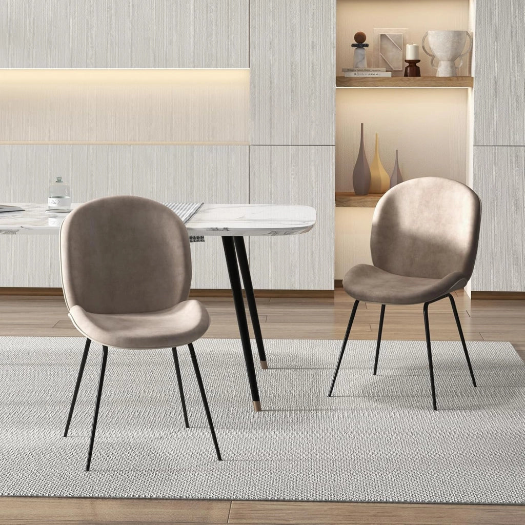 Set di 2 Sedie da Pranzo, Set di Sedie da Cucina in Velluto con Base in Metallo, Sedia Moderna Imbottita per Sala da Pranzo, Soggiorno e Camera da Letto
