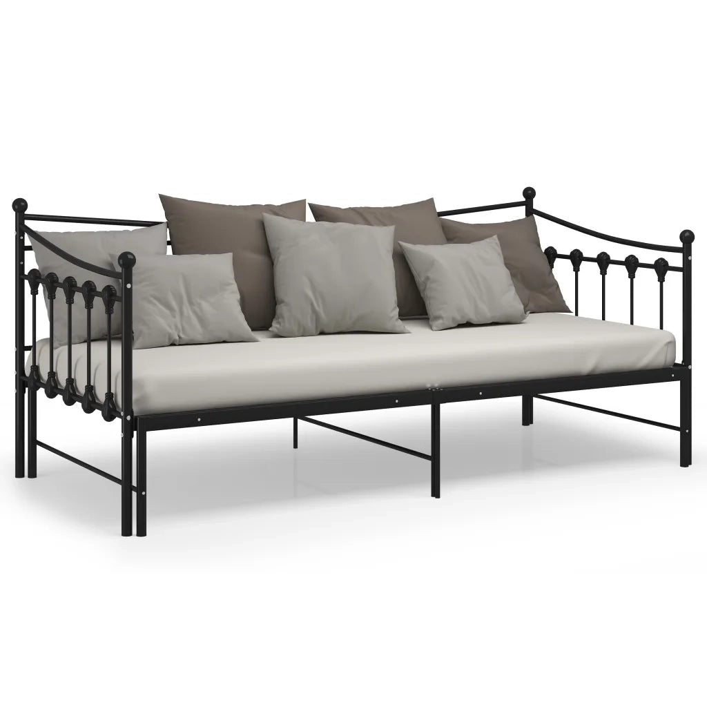 Telaio Divano Letto Estraibile Nero in Metallo 90x200 cm 324758