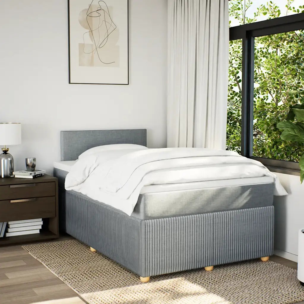 Giroletto a Molle con Materasso Grigio Chiaro 120x190cm Tessuto