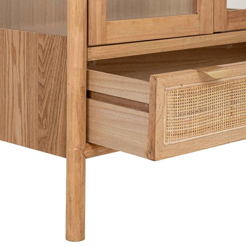 Vetrina in legno e rattan marrone 72x40.5x160h cm