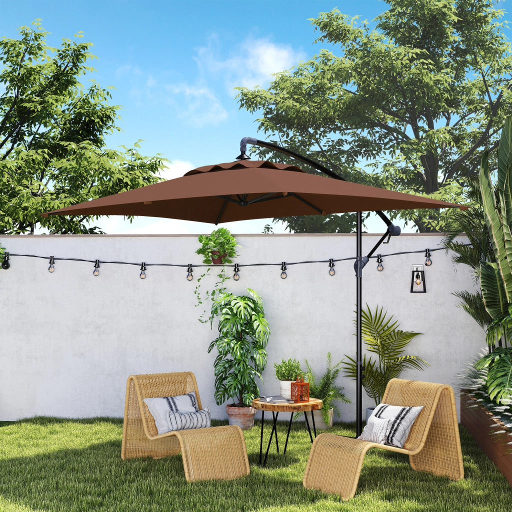 Parasole rettangolare esterno con manovella e 6 stecche in acciaio ¨C zephmum ¨C 294x193x250 cm