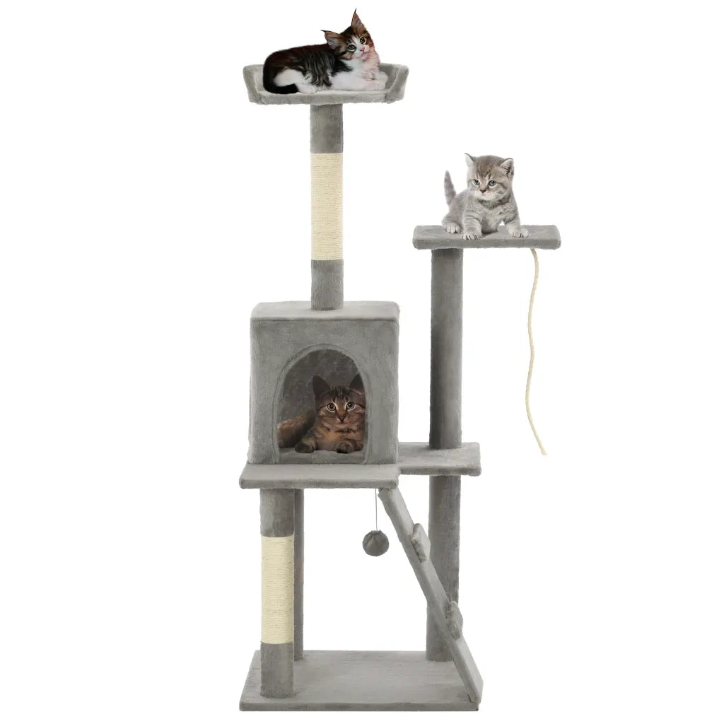 Albero per Gatti con Tiragraffi in Sisal 120 cm Grigio CFW5058214