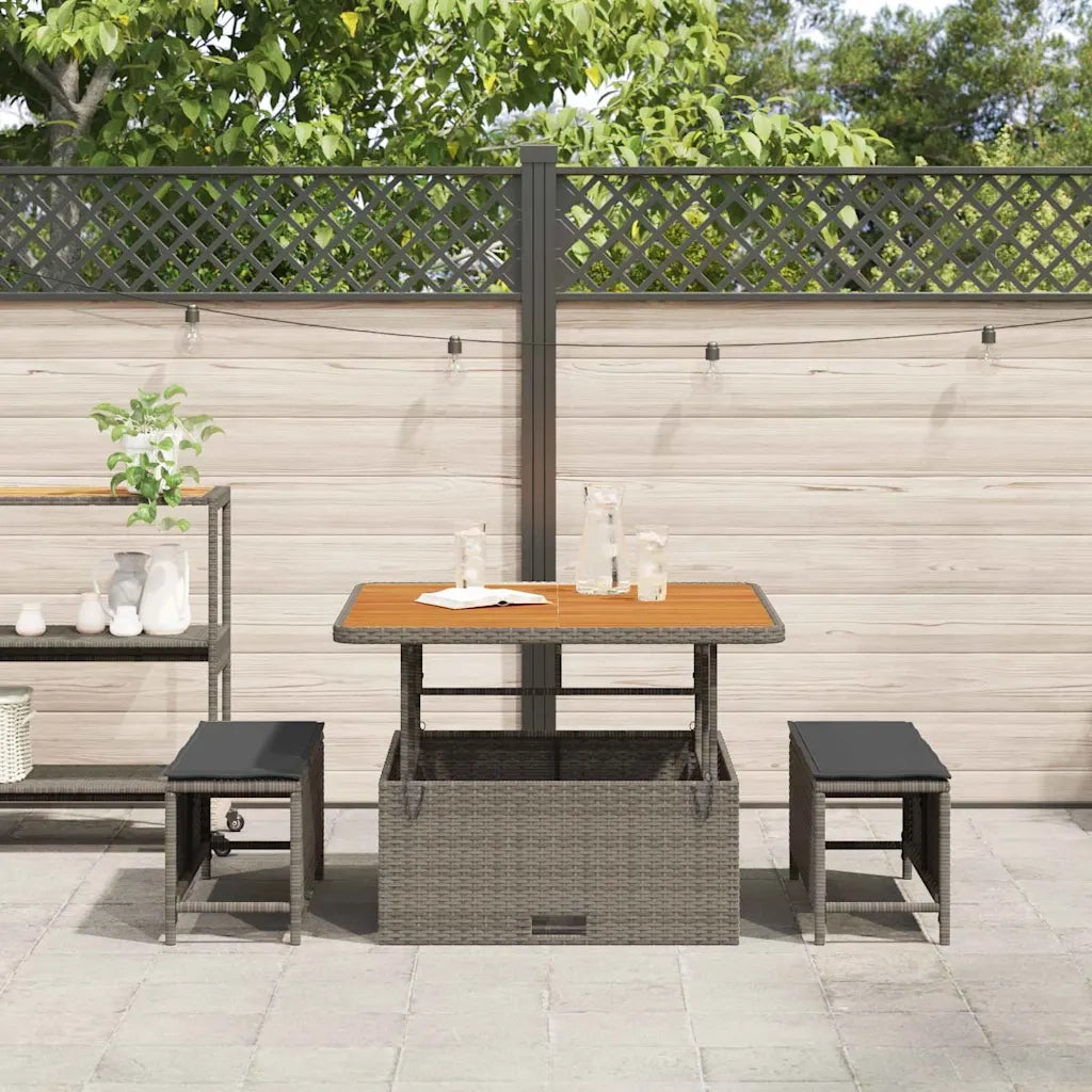 Set da Pranzo per Giardino Grigio polyrattan 42007910
