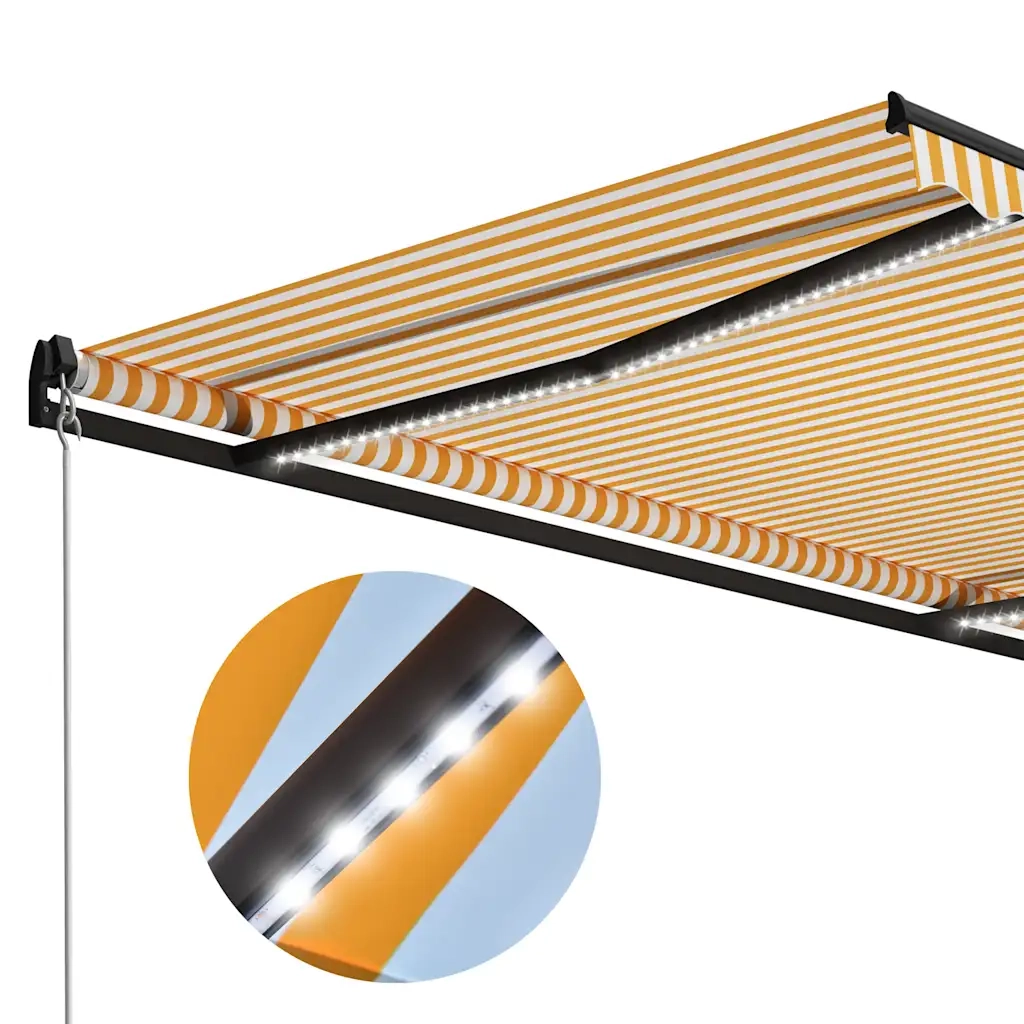 Tenda da Sole Manuale con LED 300x250 cm Gialla e Bianca cod mxl 33077