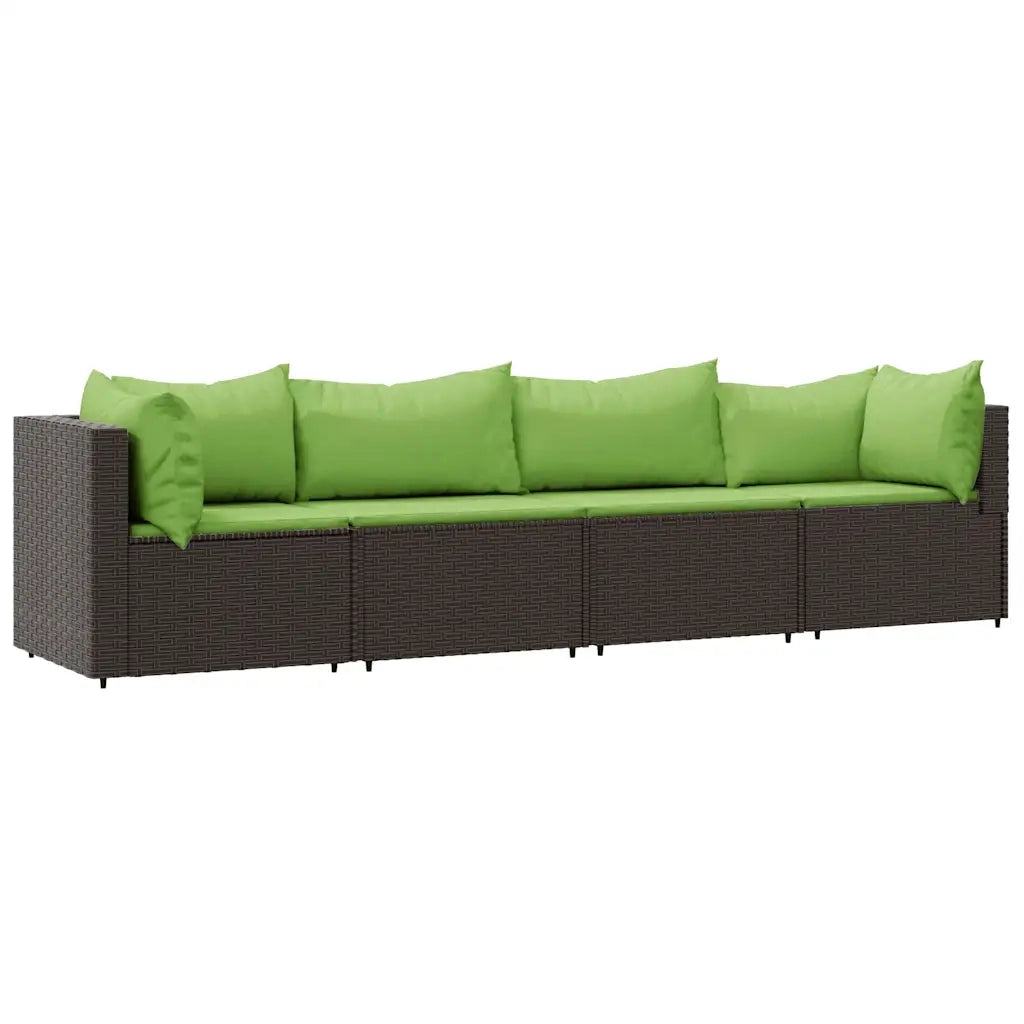 Set Mobili da Giardino 4 pz con Cuscini in Polyrattan Marrone 319832