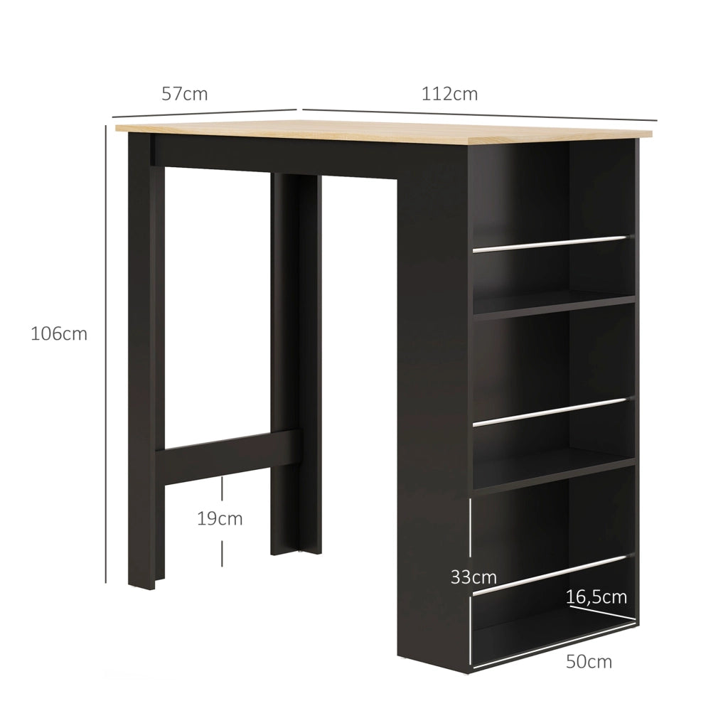 Tavolo da bar ¨C zephmum ¨C nero 112x57x106 cm con 3 ripiani