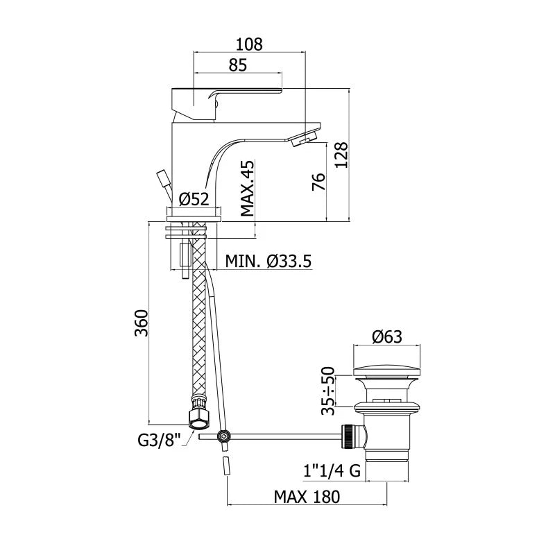 Miscelatore lavabo serie linea blu paffoni