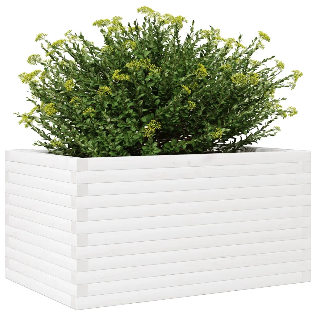 Fioriera da Giardino Bianca 90x60x46 cm Legno Massello di Pino 3282455