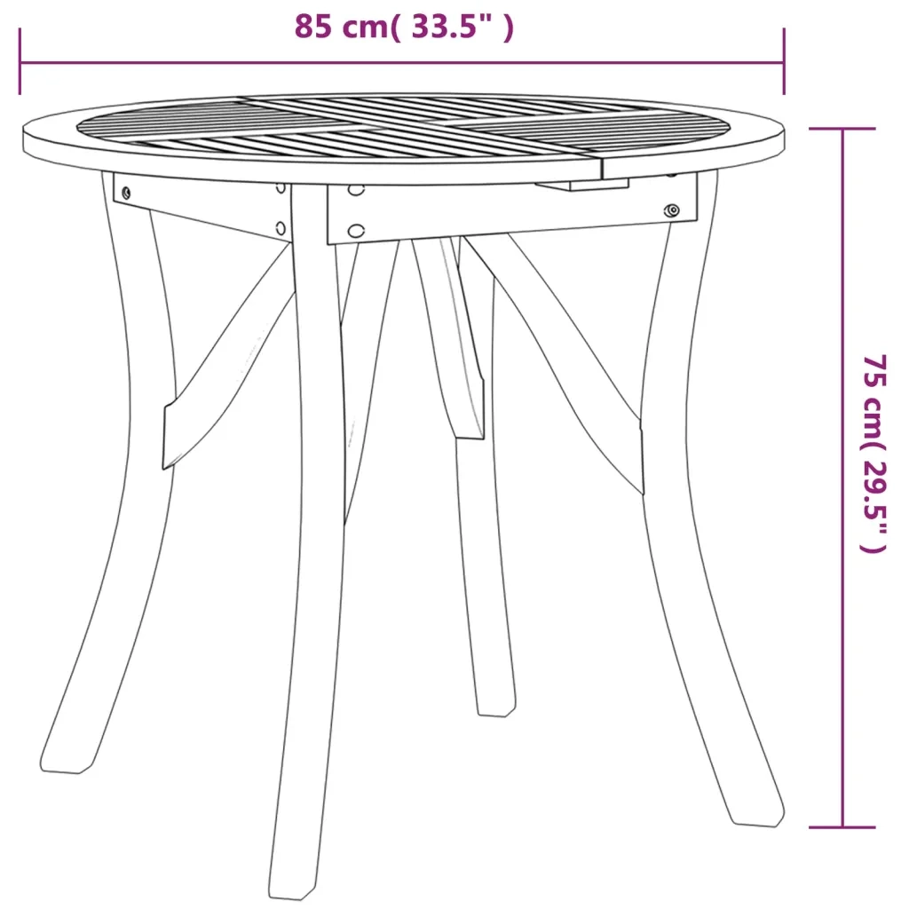 Tavolo da Giardino Ã˜ 85 cm Legno Massello di Acacia