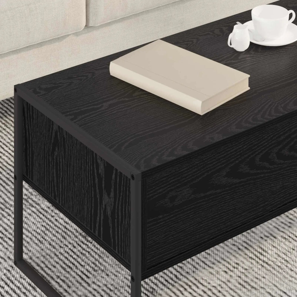 Tavolino da salotto con cassetto Rovere Nero 100 x 46 x 40 cm 886444