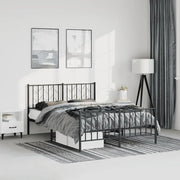 Giroletto con Testiera e Pediera-Struttura Letto Metallo Nero 193x203 cm 486139