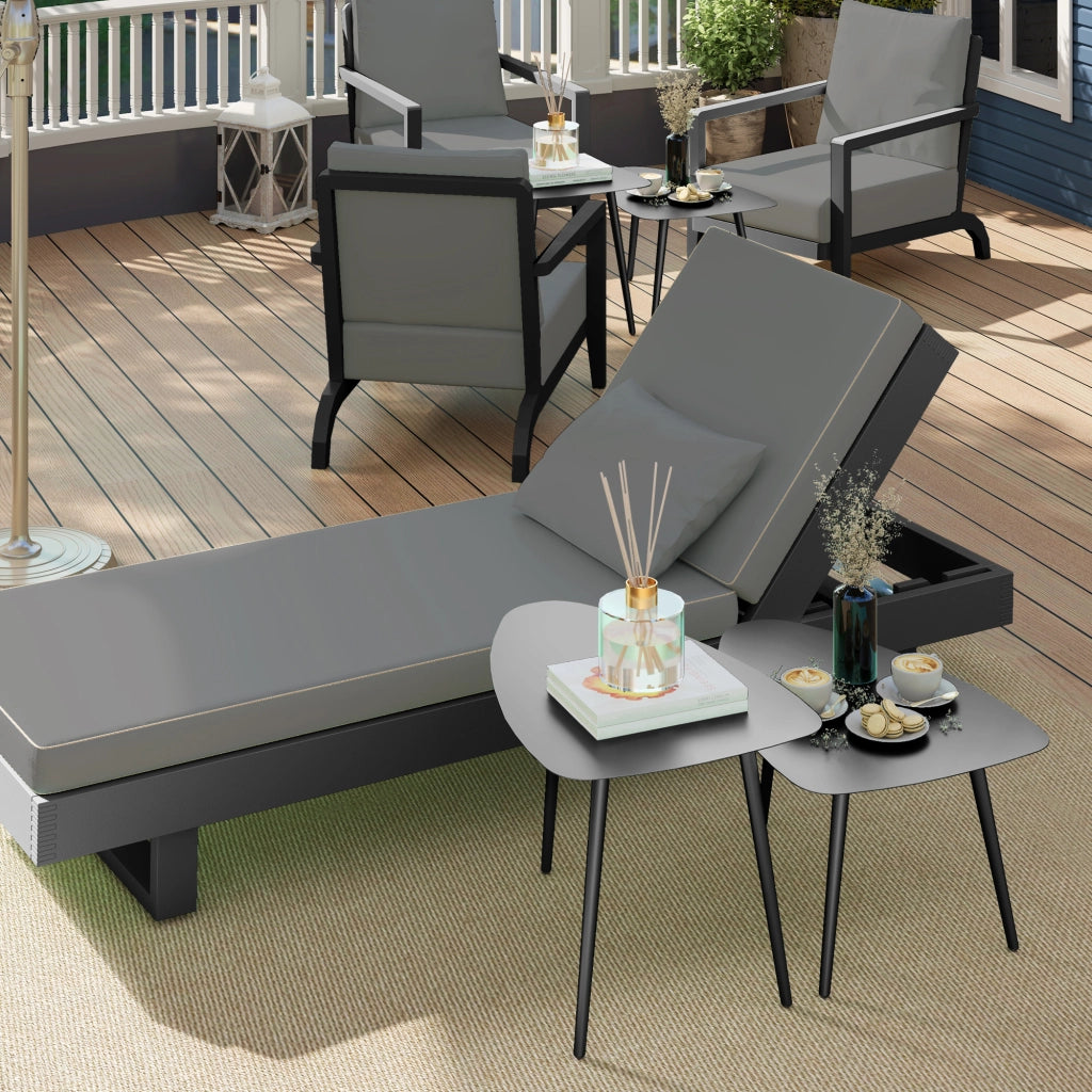 Tavolino da caff¨¨ ¨C zephmum ¨C 2 Pezzi Set Nero Metallo Design Moderno
