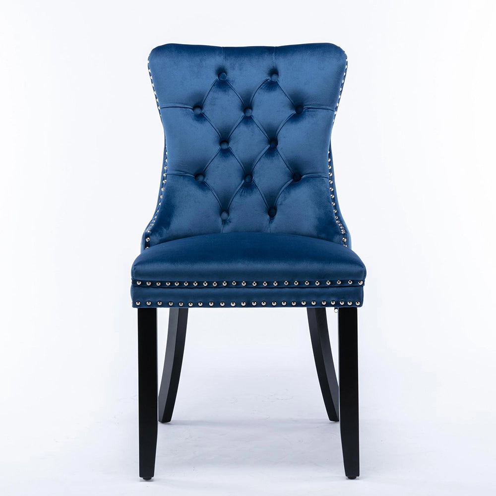 Set 2 sedie Nikki - Xylo - velluto blu gambe legno