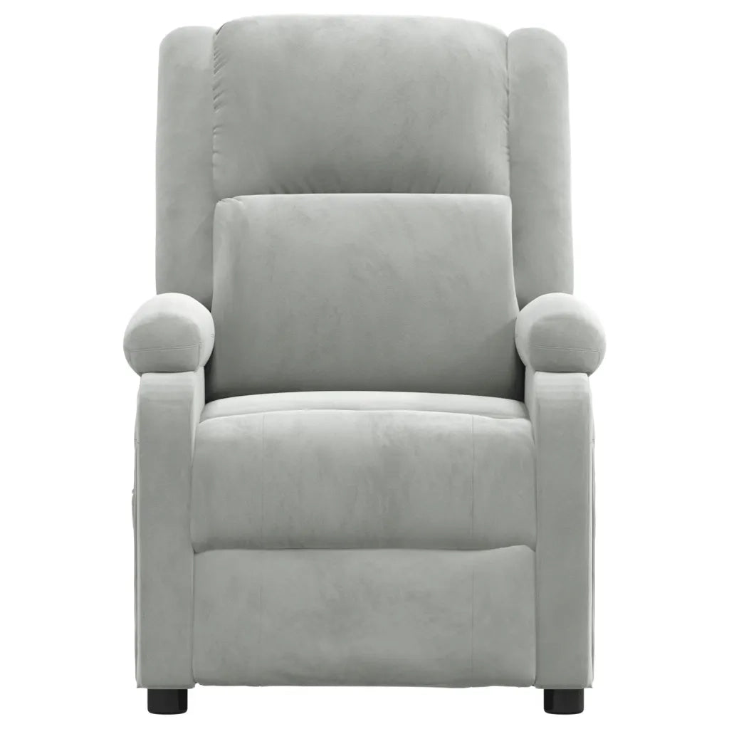Poltrona Reclinabile Grigio Chiaro in Velluto