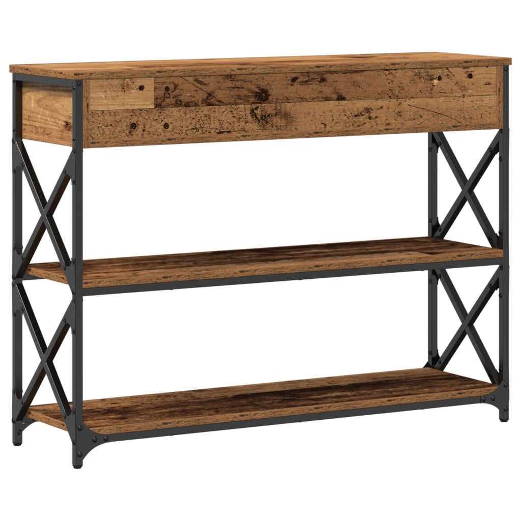 Tavolo Consolle con cassetto Legno vecchio 100 x 28 x 75 cm 863527
