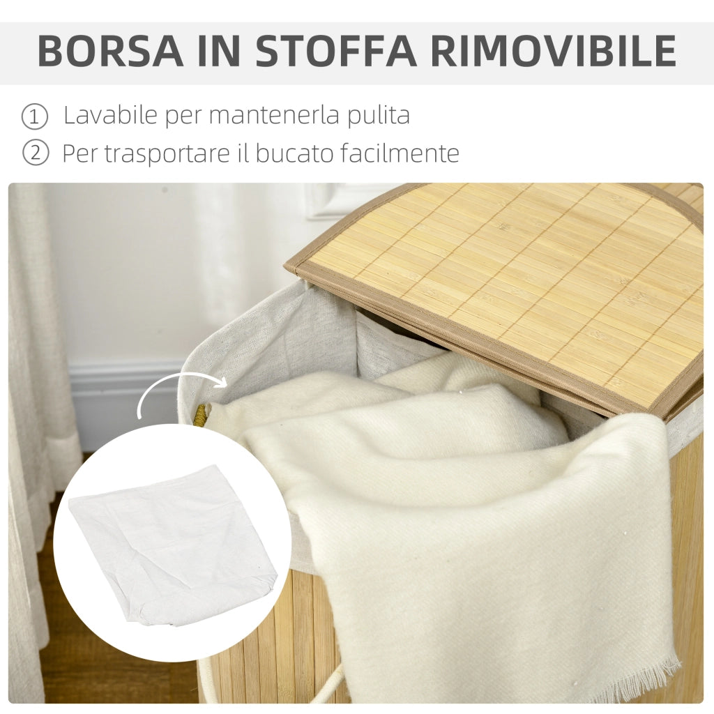 Cestino Portabiancheria 2 Sezioni ¨C zephmum ¨C 62.5x37x60.5 cm