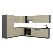 Cucina angolare completa Fame-Line Pannello in quercia/Antracite 347 x 60 cm, PL Rovere Vicco