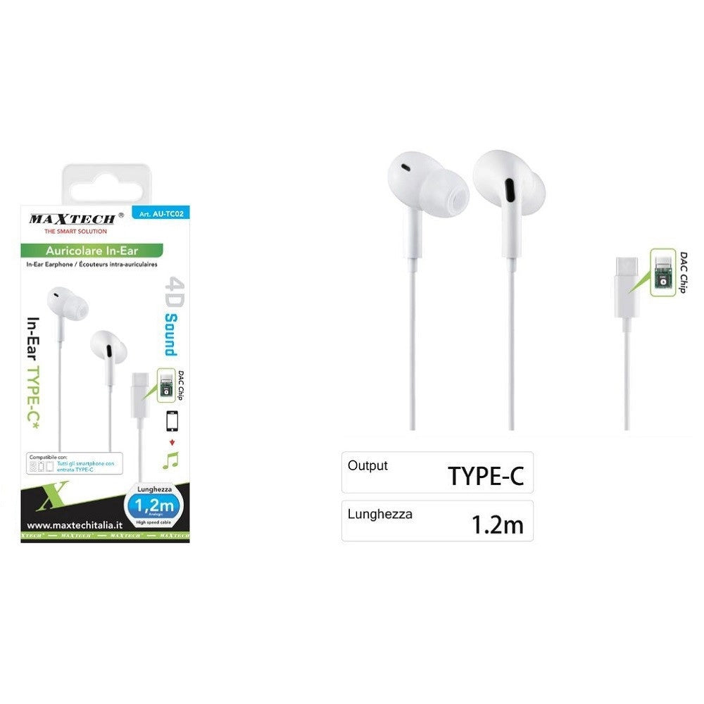 Trade Shop - Auricolari Stereo In-ear Cuffie Connettore Type-c Dac Chip Smartphone Au-tc02 -