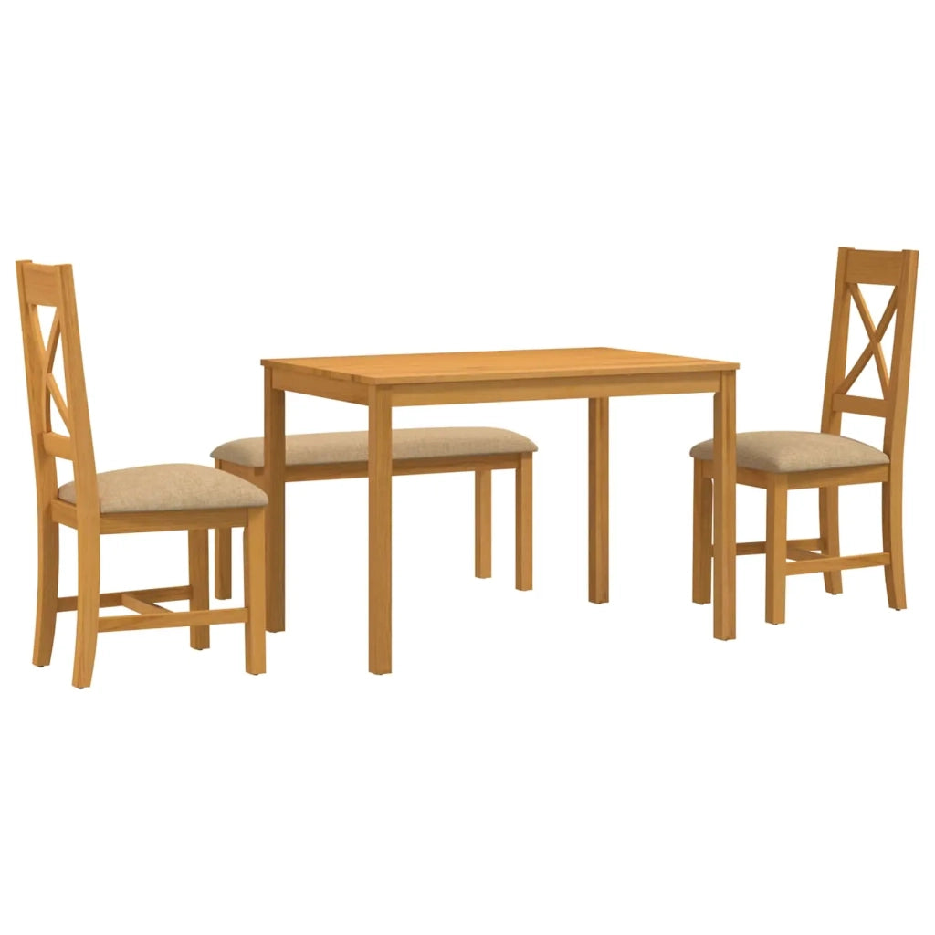 Set da pranzo 4 pz Beige Legno di Quercia Massello 3430309