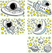 Sticker da Parete a Luce Nera per Bambino Giardino Soggiorno - Tema Spazio - Set da 5