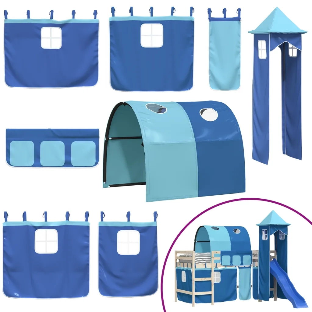 Tende per Letto a Soppalco con Tunnel e Torre Blu CFW4071040