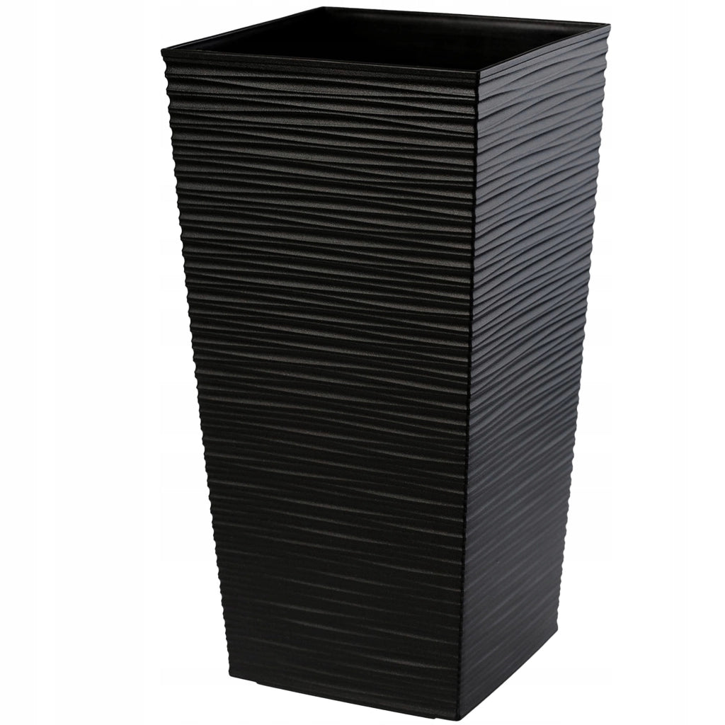 Vaso da fiori KADAX con inserto e coperchio, fioriera alta da giardino, nera, 39x75 cm