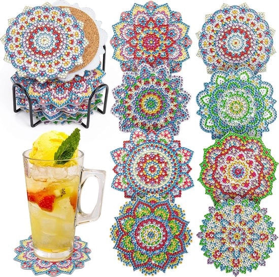 8 zoccoli separati per piatti con diamanti, zoccoli separati per piatti con diamanti, zoccoli separati con case per teste, vasi, candele, decorazione, fiori di spillo
