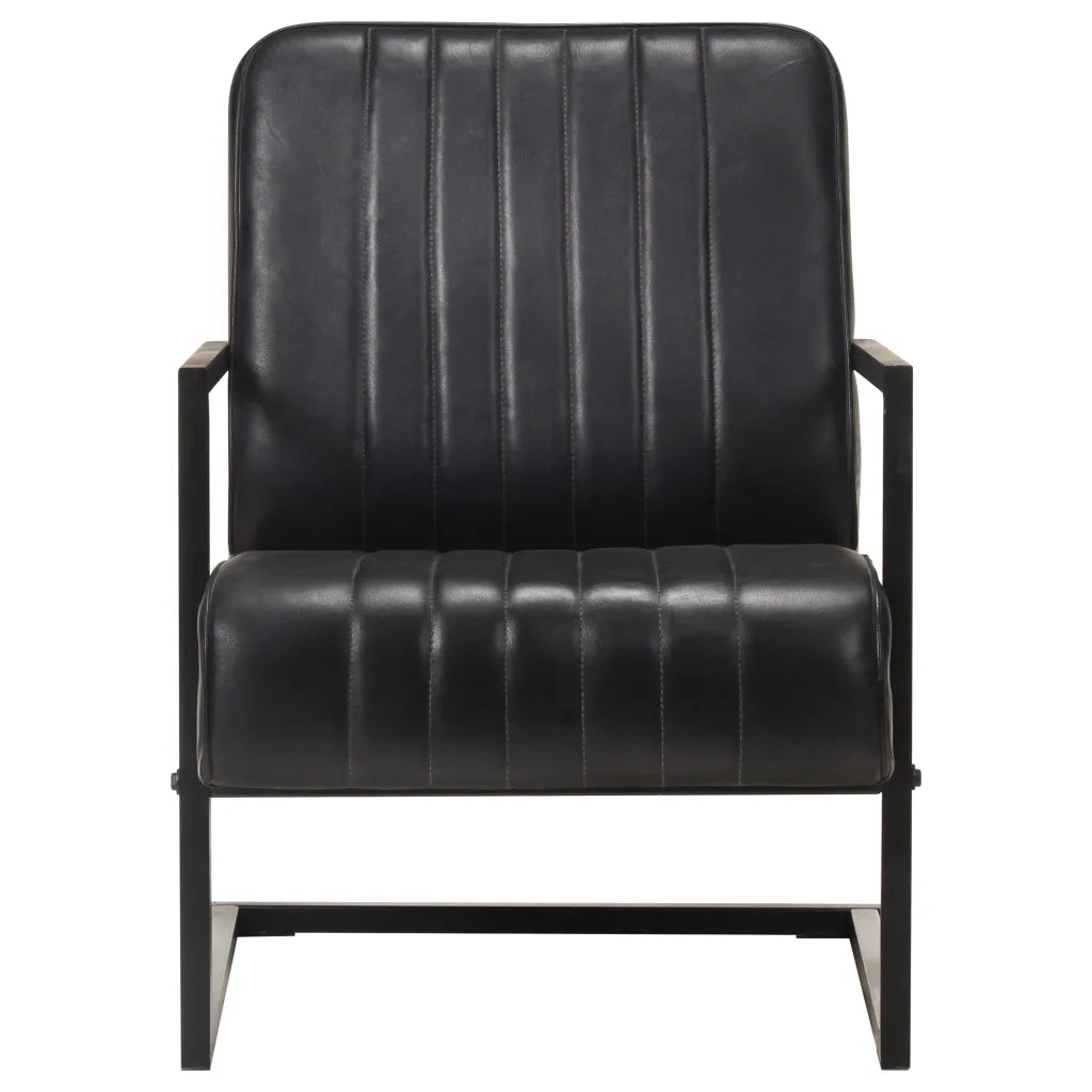 Poltrona a Sbalzo Nera in Vera Pelle cod mxl 20475