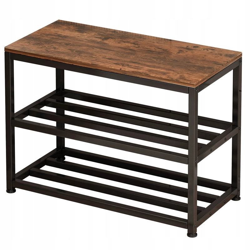 Armadio per scarpe con seduta, ampio ripiano industriale loft in legno retrò 62 cm