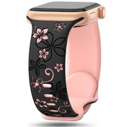 Cinturino per orologio Apple Watch compatibile con S8/iWatch S10, laser inciso con effetto in rilievo a fiori a due colori, 46mm, chiusura a otto, nuovo cinturino per orologio S9, disponibile per 42/44/45/46/49mm.